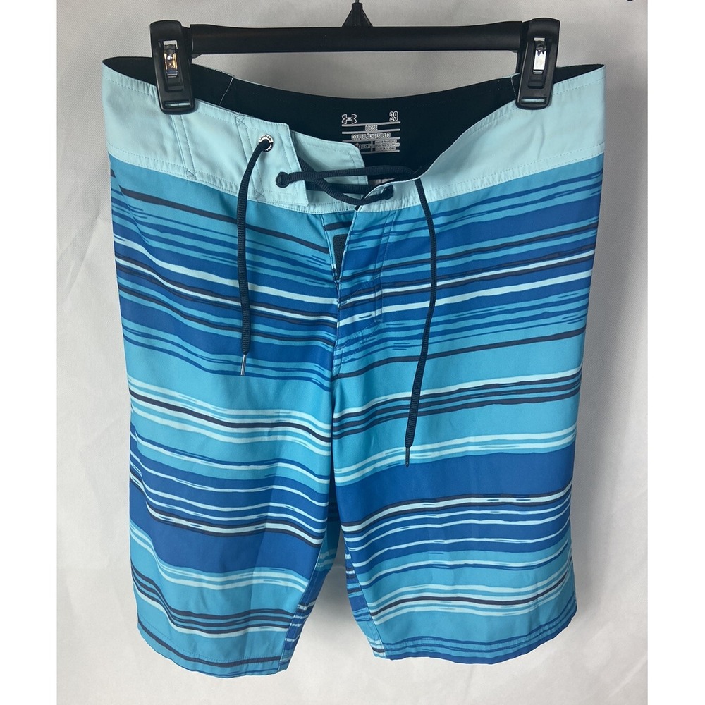 Under Armour Loose Heat Gear Board Shorts Swimming Men Size 29 Ocean Blue POCKET